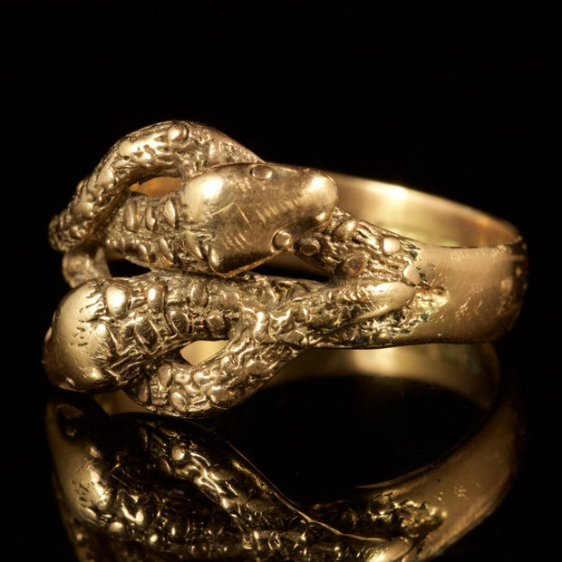 Antique Edwardian Double Snake Ring Unisex 9Ct Dated 1913