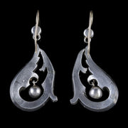 Antique Victorian Art Nouveau Paste Drop Earrings Silver