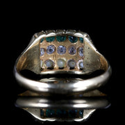 Antique Victorian Emerald Diamond Pearl Ring 18Ct Gold Dated 1882