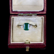 Antique Victorian Emerald Diamond Trilogy Ring 18Ct Circa 1900