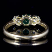 Antique Victorian Emerald Diamond Trilogy Ring 18Ct Gold Circa 1900