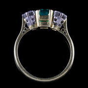 Antique Victorian Emerald Ring Diamond Trilogy Ring Circa 1900