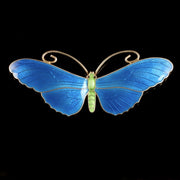 Antique Victorian Enamel Butterfly Brooch Silver Circa 1900