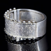 Antique Victorian Engraved Bangle Sterling Silver Circa 1900