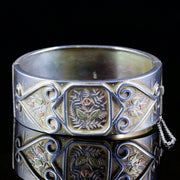 Antique Victorian Forget Me Not Bangle Silver Circa 1880