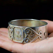 Antique Victorian Forget Me Not Bangle Silver Circa 1880