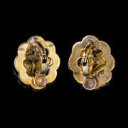 Antique Victorian Forget Me Not Earrings Silver 18Ct Gold Gilt Circa 1900