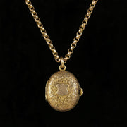 Antique Victorian Fox Hunting Necklace Gold Locket And Chain Circa 1900