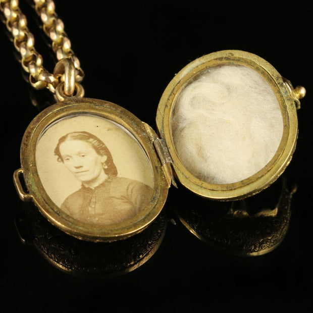 Antique Victorian Fox Hunting Necklace Gold Locket And Chain Circa 1900