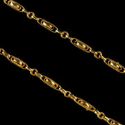 Antique Victorian French Chain 18Ct Gold Silver Sautoir Necklace Circa 1900