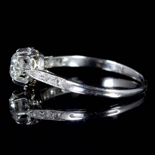 Antique Victorian French Diamond Ring 18Ct White Gold Circa 1900