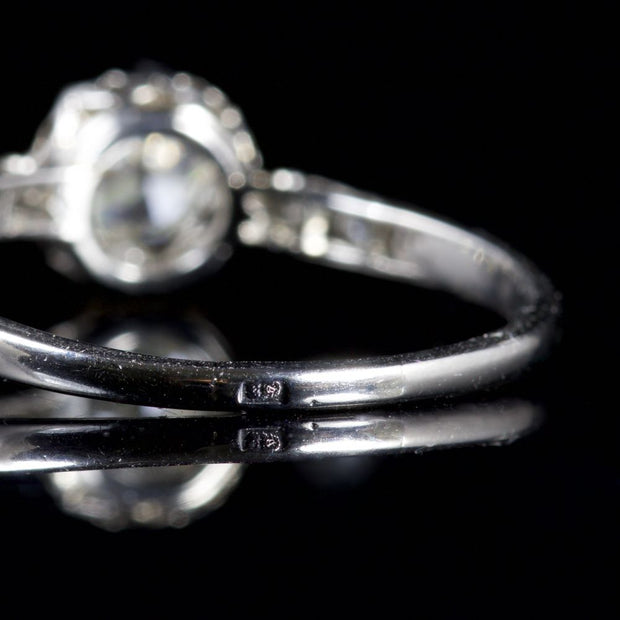 Antique Victorian French Diamond Ring 18Ct White Gold Circa 1900