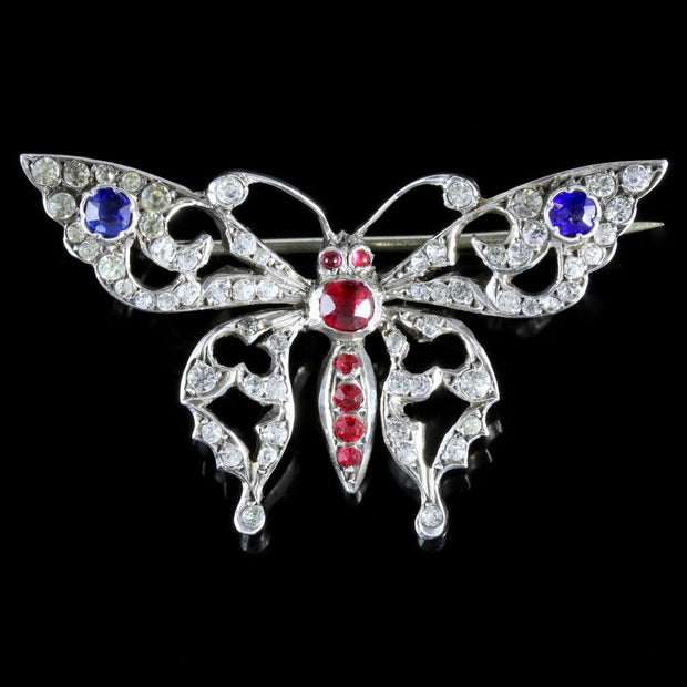 Antique Victorian French Paste Butterfly Brooch Circa 1900