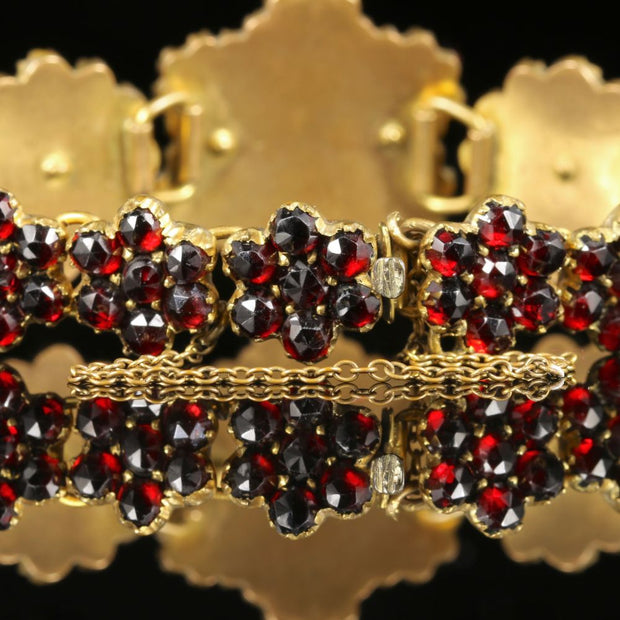 Antique Victorian Garnet Bracelet Circa 1880 Bohemian Garnets