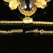 Antique Victorian Garnet Diamond Pendant 18Ct Gold Necklace Circa 1900