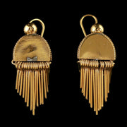 Antique Victorian Garnet Drop Earrings 18Ct Gold Silver Circa 1900
