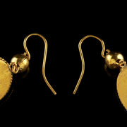 Antique Victorian Garnet Drop Earrings 18Ct Gold Silver Circa 1900