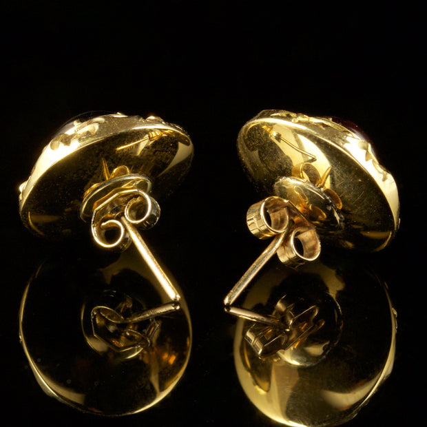 Antique Victorian Garnet Earrings 15Ct Gold Circa 1900