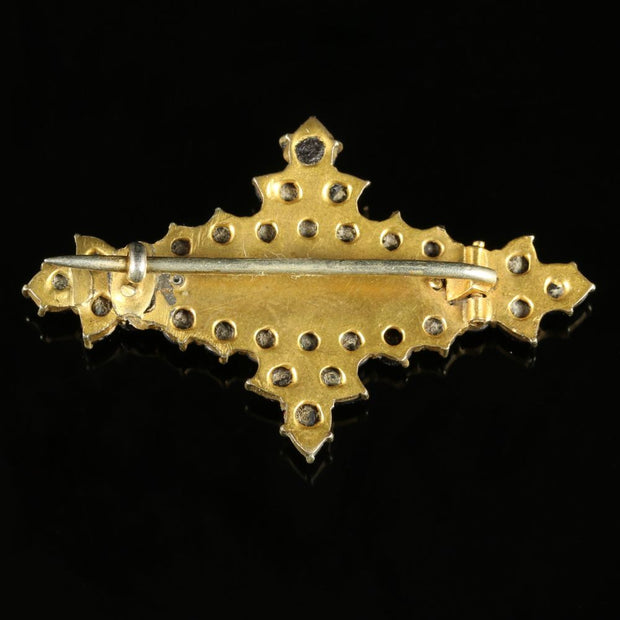 Antique Victorian Garnet Gold Brooch Circa 1890