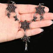 Antique Victorian Bohemian Garnet Dropper Necklace