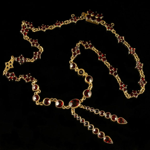 Antique Victorian Garnet Necklace Circa 1880 Bohemian Garnets