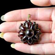 Antique Victorian Bohemian Garnet Flower Pendant