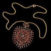 Antique Victorian Garnet Pendant Locket And Gold Chain Circa 1890