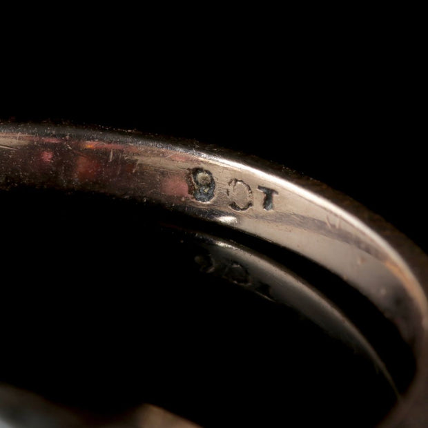Antique Victorian Garnet Trilogy Ring Diamond 9Ct Gold Circa 1900