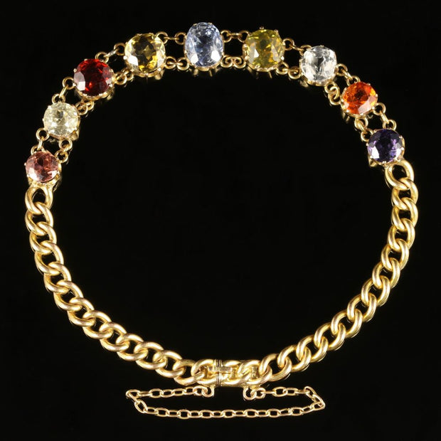 Antique Victorian Gemstone Bracelet 15Ct Gold Circa 1890