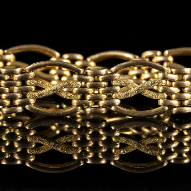 Antique Victorian Gold Gate Bracelet Fancy Links Circa 1900