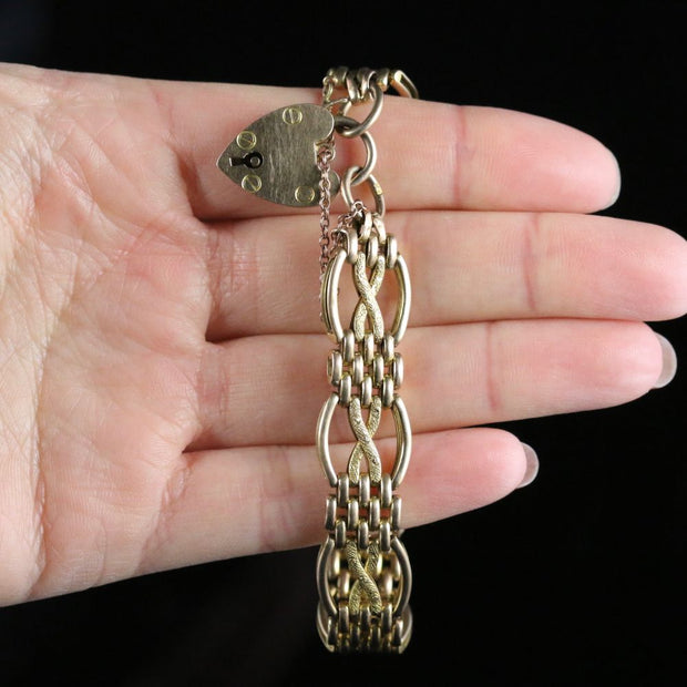 Antique Victorian Gold Gate Bracelet Fancy Links Circa 1900