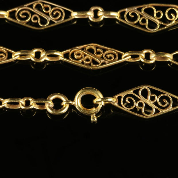 Antique Victorian Gold Long Chain French 18Ct On Silver Circa 1900