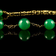 Antique Victorian Gold Necklace Green Quartz Stones Circa 1880 French