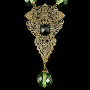 Antique Victorian Green Paste Necklace Filigree 1900