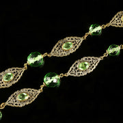 Antique Victorian Green Paste Necklace Filigree 1900