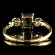 Antique Victorian Green Tourmaline Diamond Ring 18Ct Gold