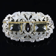 Antique Victorian Arts And Crafts Harlequin Gemstone Brooch Silver