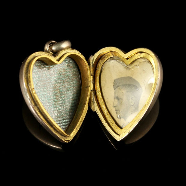 Antique Victorian Heart Locket Turquoise And Pearl Circa 1880