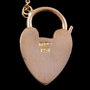 Antique Victorian Heart Padlock With Key 9Ct Gold Lewis Brothers Circa 1890