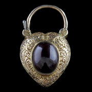 Antique Victorian Heart Pendant Locket Garnet 18Ct Gold Circa 1900