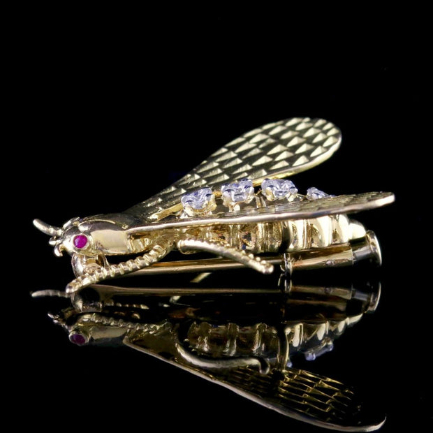 Antique Victorian Insect Brooch 18Ct Gold Diamond Circa 1900