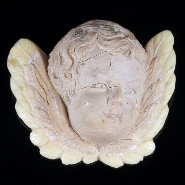 Antique Victorian Ivory Cherub Pendant Circa 1860 Beatuiful Detail