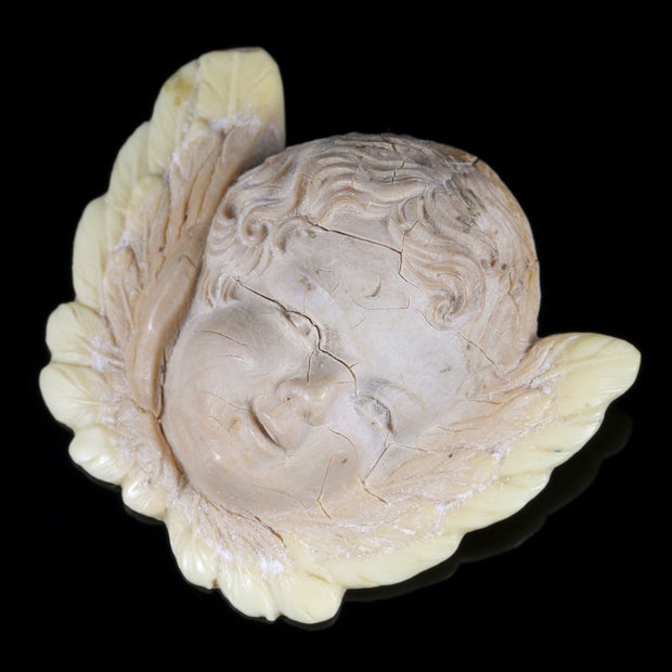 Antique Victorian Ivory Cherub Pendant Circa 1860 Beatuiful Detail