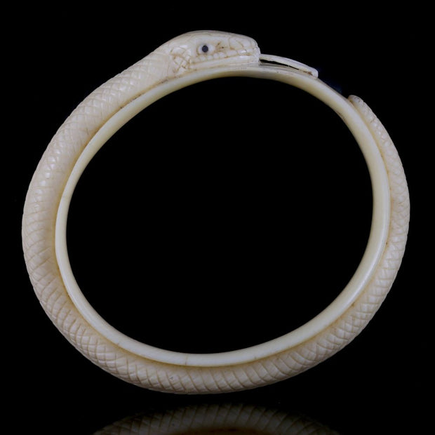 Antique Victorian Ivory Snake Bangle Circa 1880