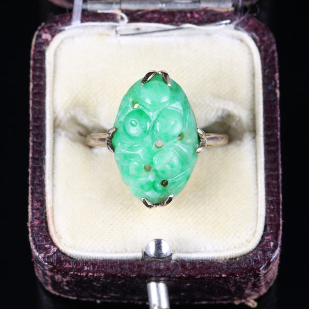 Antique Victorian Jade Ring 18Ct Gold Circa 1880