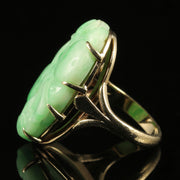 Antique Victorian Jade Ring 9Ct Gold Circa 1890