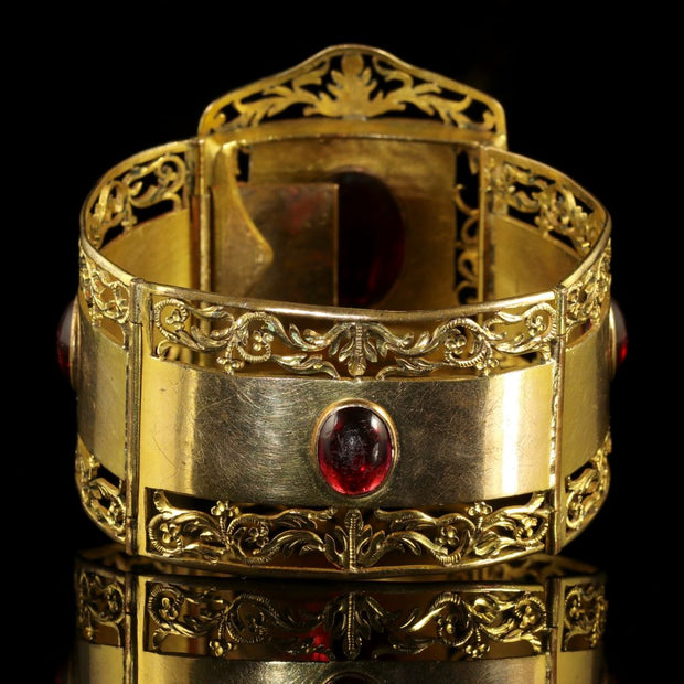 Antique Victorian Large Gold Bracelet Gold Gilt Cabochon Stones