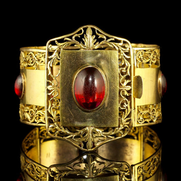 Antique Victorian Large Gold Bracelet Gold Gilt Cabochon Stones