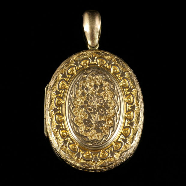 Antique Victorian Large Locket 18Ct Gold Circa 1880