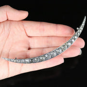 Antique Victorian Paste Crescent Moon Brooch Sterling Silver